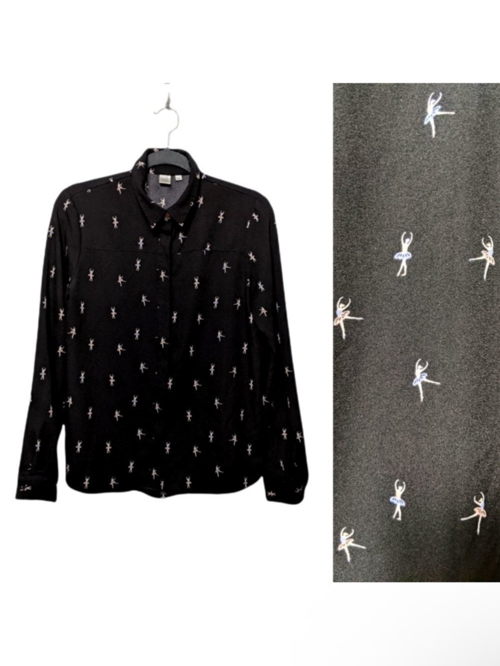 TWIK Ballerina Print Button Front Shirt M